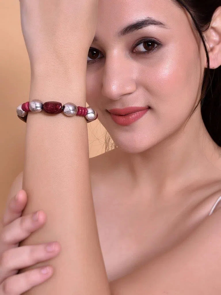 Beaded Elasticated Bracelet - Trendy Artificial Jewelry from I...