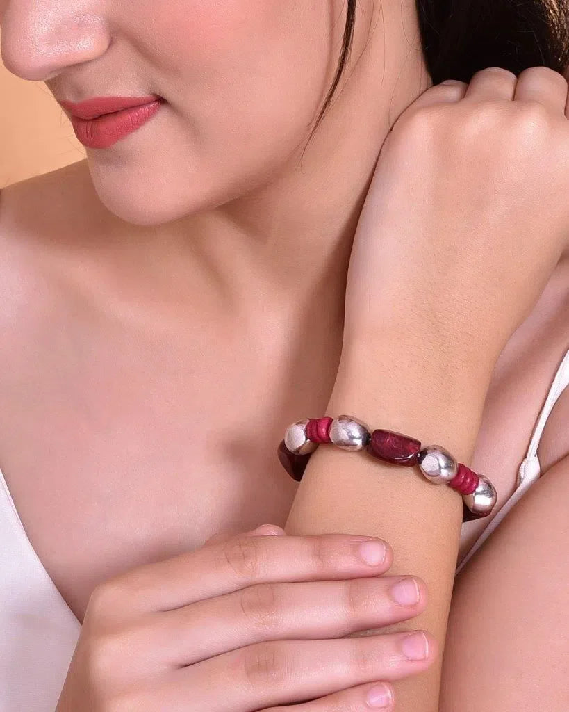 Beaded Elasticated Bracelet - Trendy Artificial Jewelry from I...
