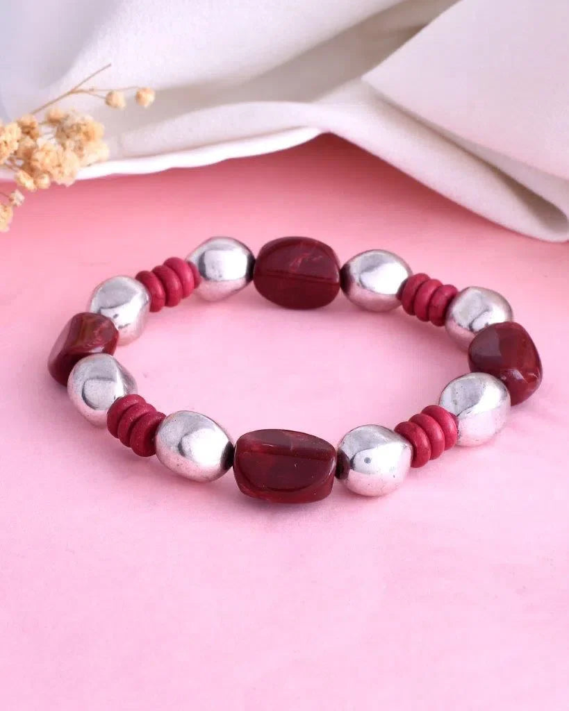 Beaded Elasticated Bracelet - Trendy Artificial Jewelry from I...