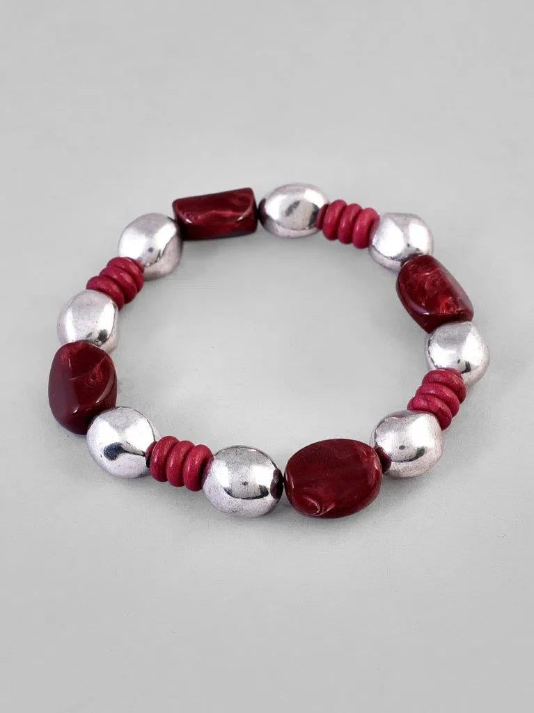 Beaded Elasticated Bracelet - Trendy Artificial Jewelry from I...