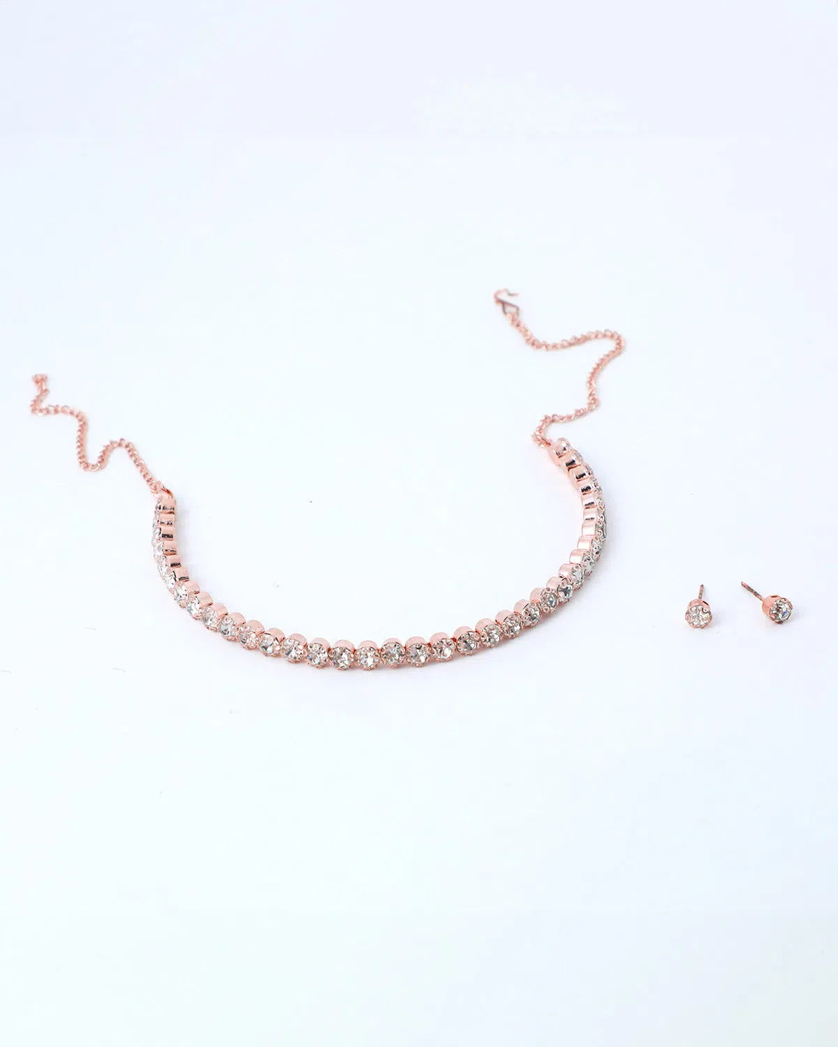 Gold Plated Single Line Stone Studded Choker Jewellery Set-VOJ202