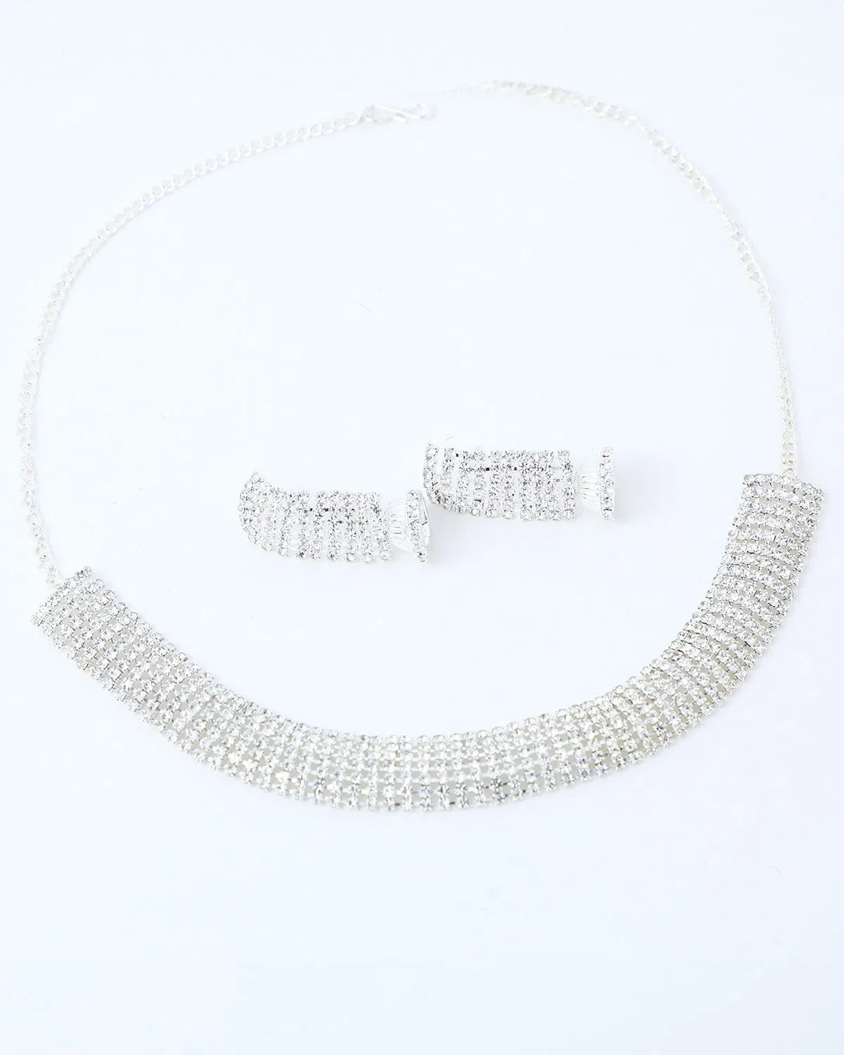 Silver Plated Stone Studded Choker Jewellery Set-VOJ207