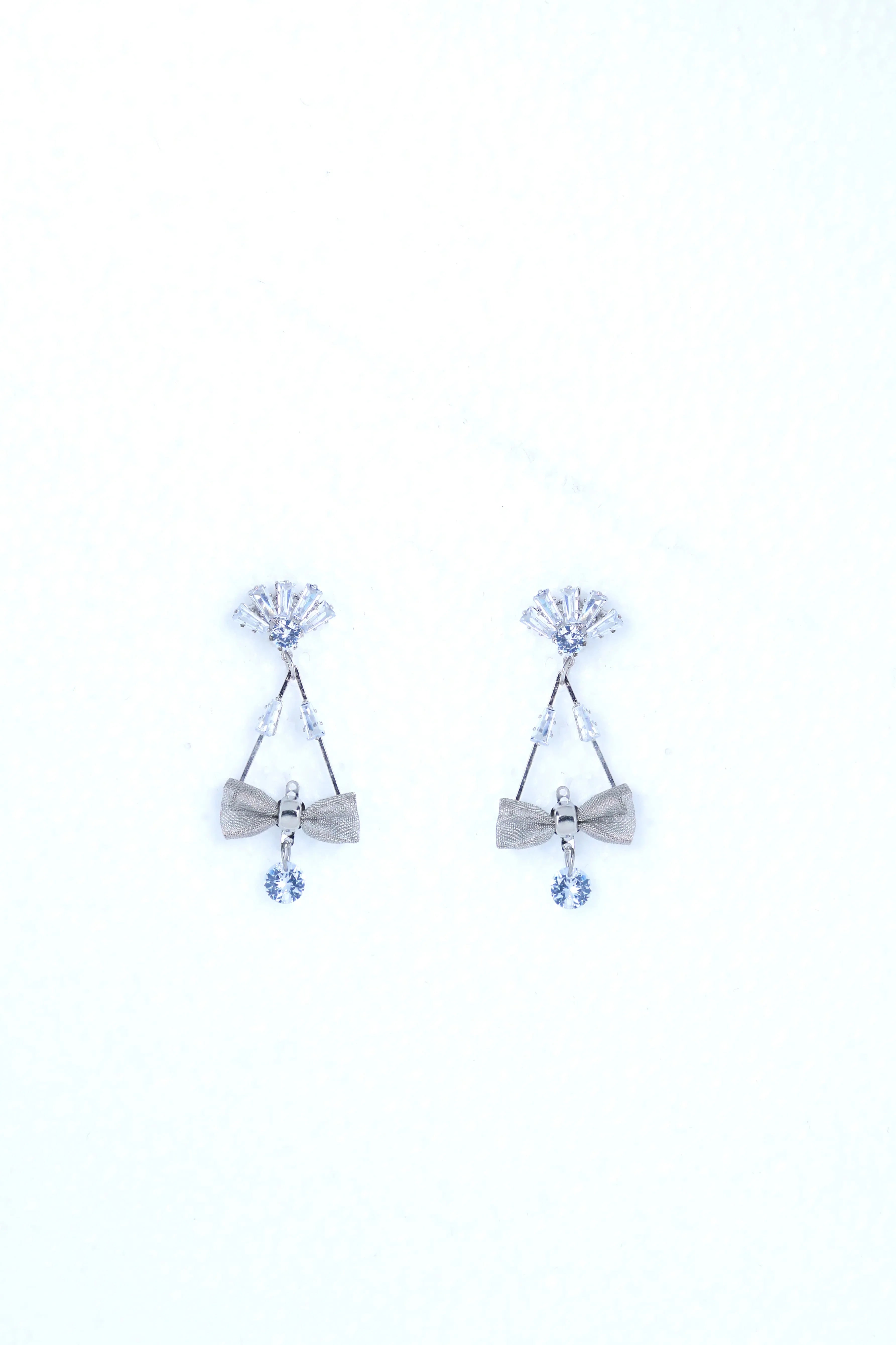 Bow Triangle Earrings | Silver Plated Trendy Artificial Jewelry