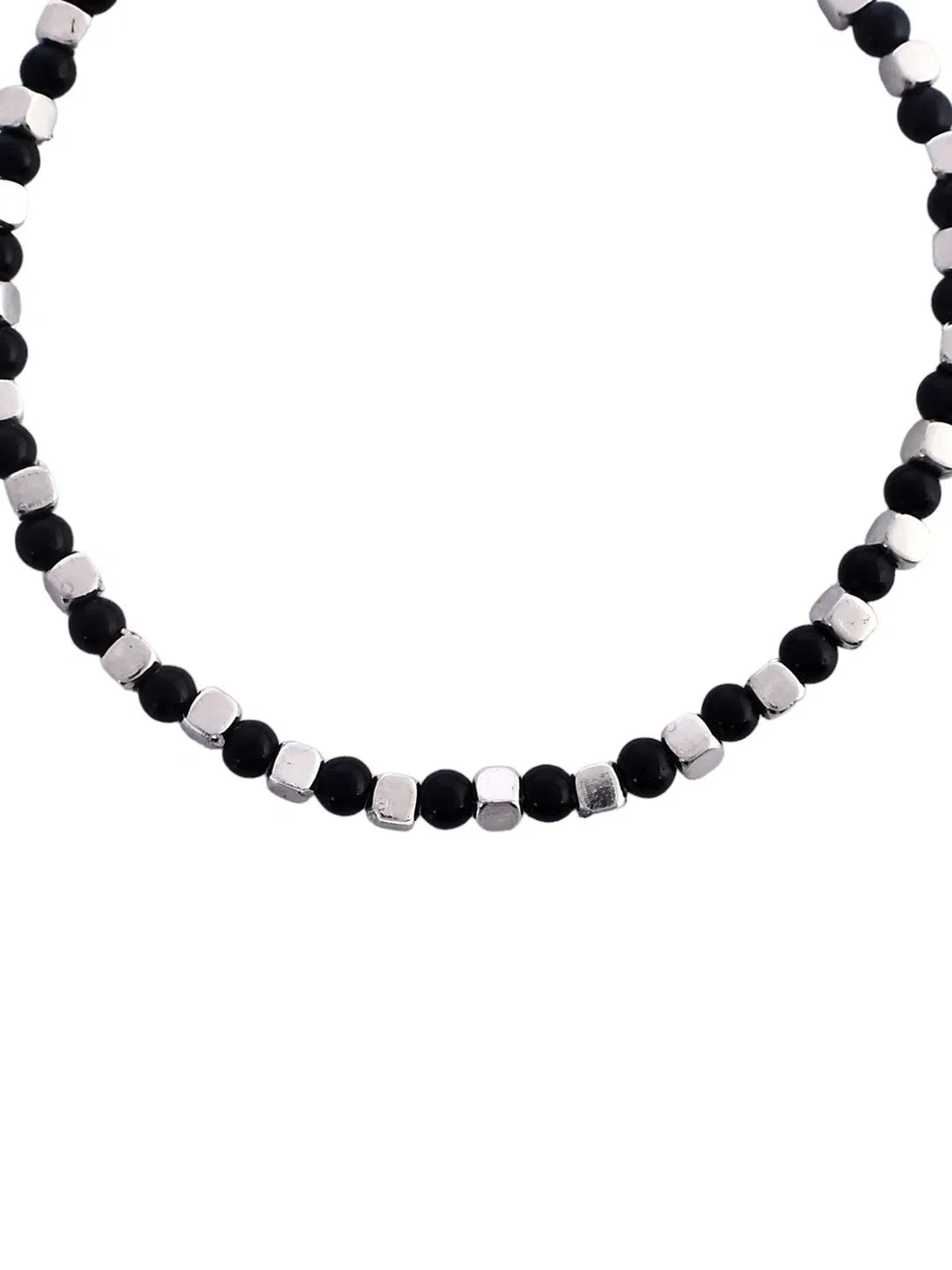 Silver & Black Beaded Anklets - Trendy Indian Artificial Jewelry