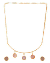One Gram Gold Plated Stone Studded Necklace and Earrings Set