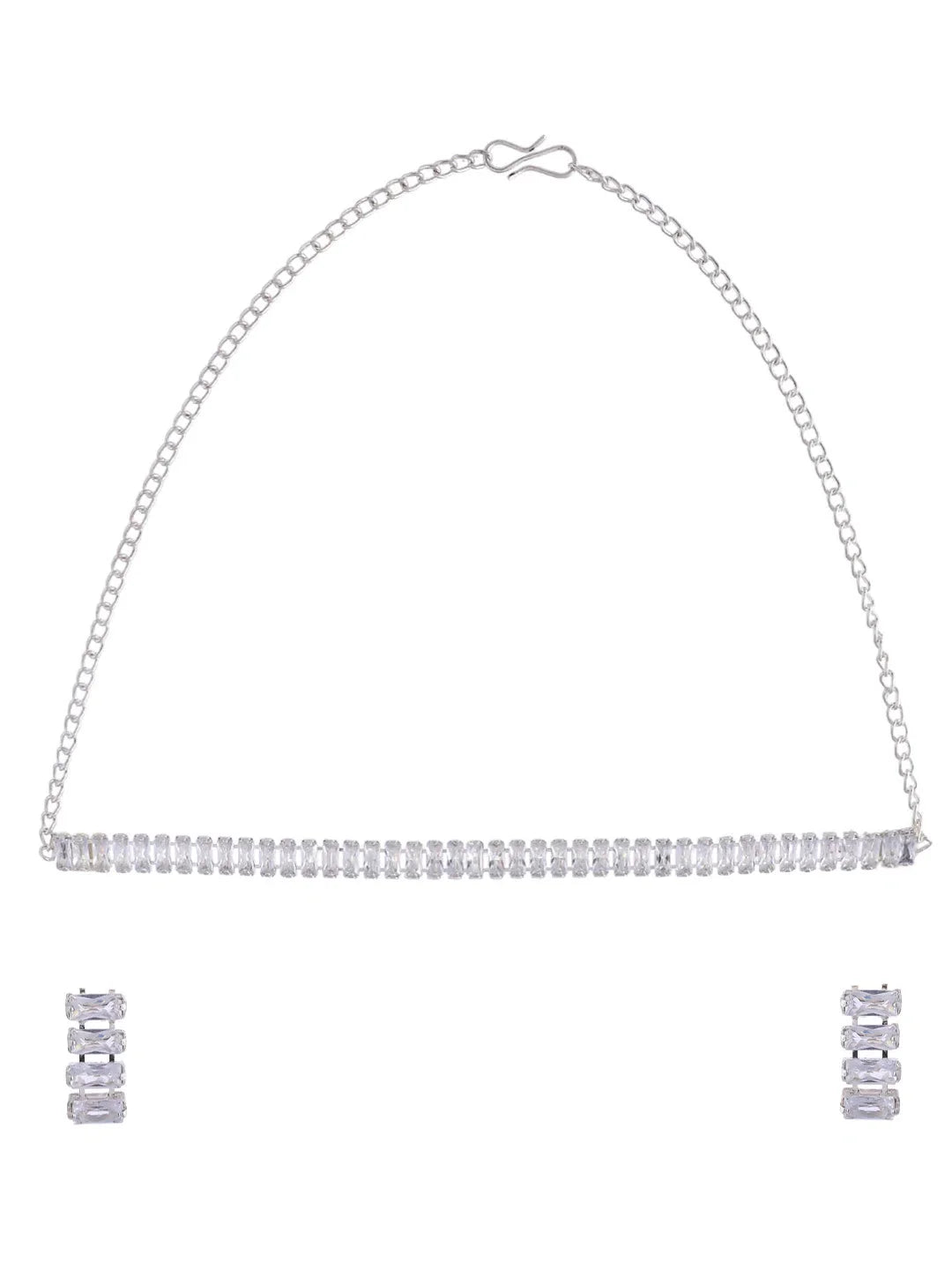 Bridal Jewellery Set: Diamond Studded Choker & Earrings