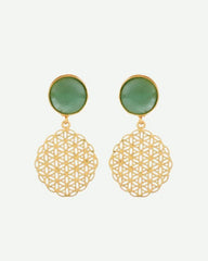 One Gram Gold Plated Teal Colored Stone Studded Earrings-VOJ261