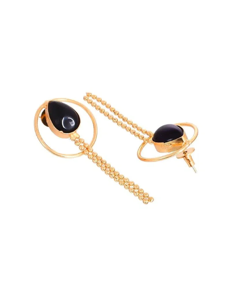 Gold Plated Black Stone Earrings | Indian Artificial Jewelry