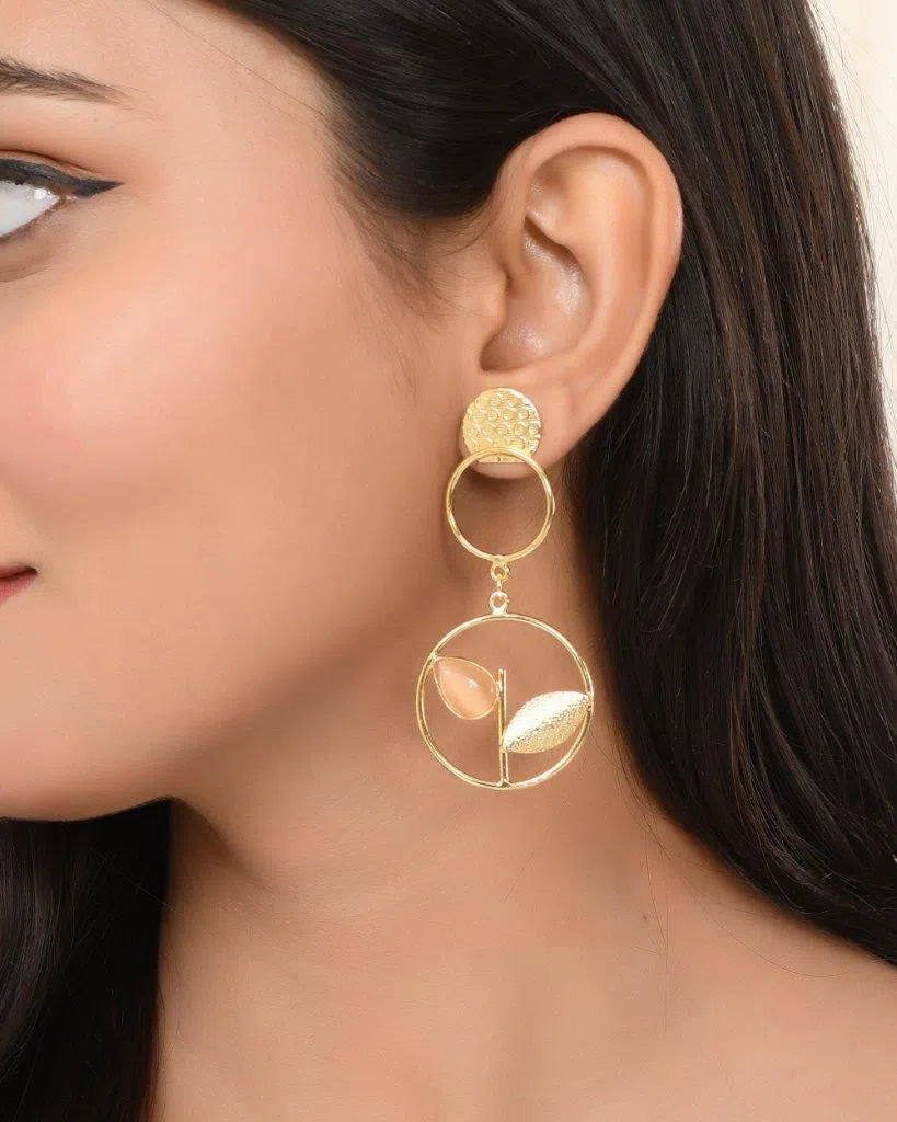 One Gram Gold Plated Round Drop Earrings - Affordable Jewelry