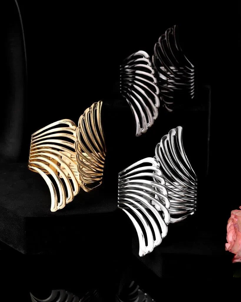 Kada Bangle Bracelet Set - Gold, Silver & Black Trendy Jewelry