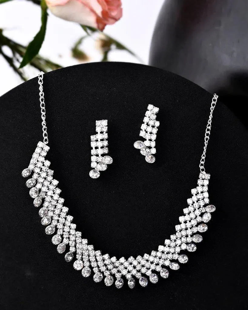 Silver Plated AD Stone Studded Trendy Artificial Jewelry Set