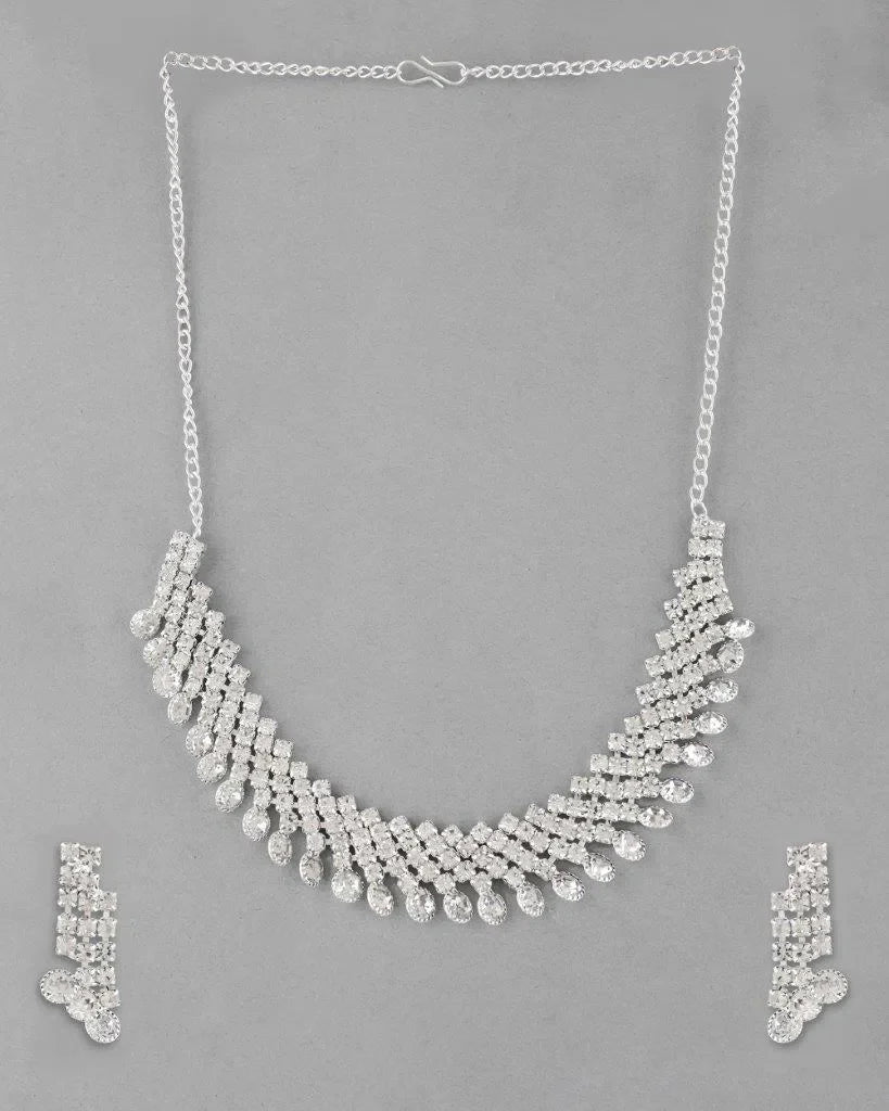 Silver Plated AD Stone Studded Trendy Artificial Jewelry Set