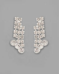 Silver Plated AD Stone Studded Necklace With Earrings Jewellery Set-VOJ281