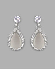 Silver Plated White Stone With AD Stone Studded Chain Set-VOJ284