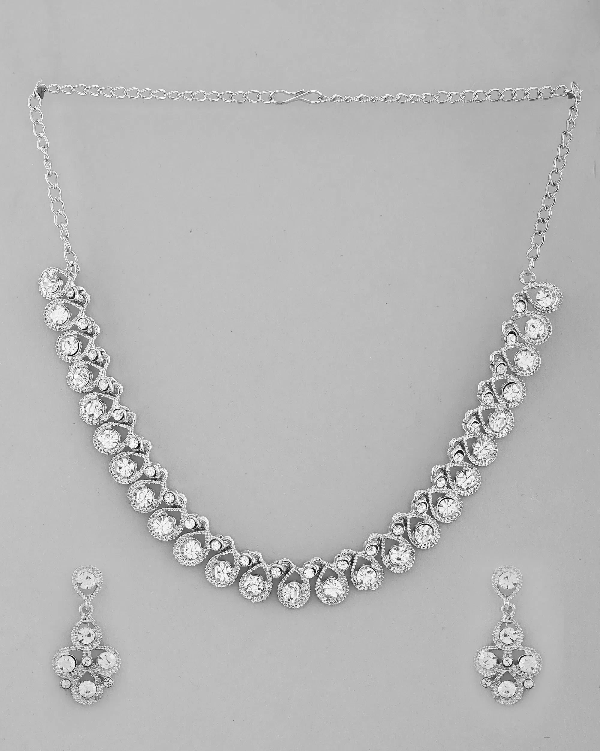 AD Stone Necklace and Earrings Set-Indian Artificial Jewelry