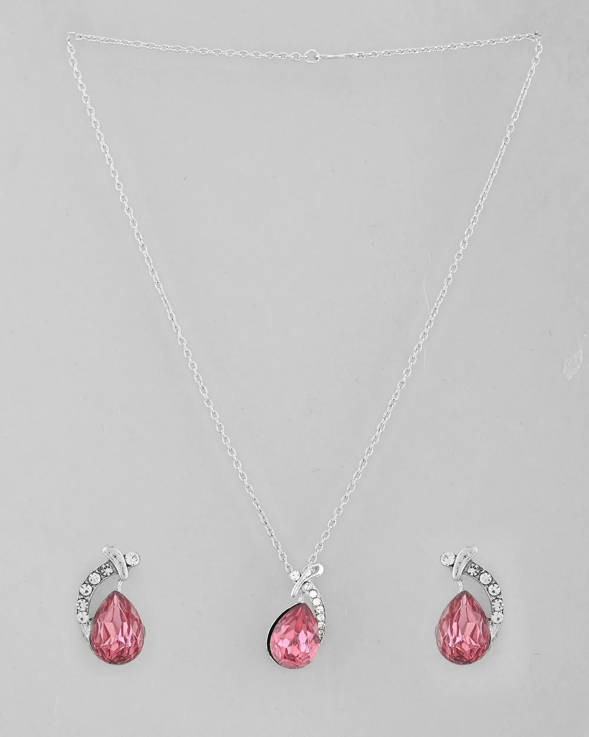 Silver Pendant & Earrings Set - Indian Wedding Jewelry