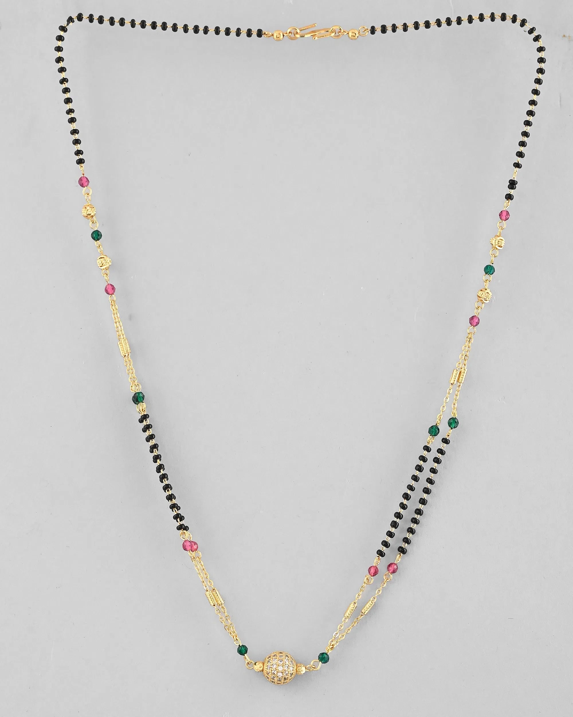 Gold-Plated AD-Studded Layered Mangalsutra - Wedding Jewelry