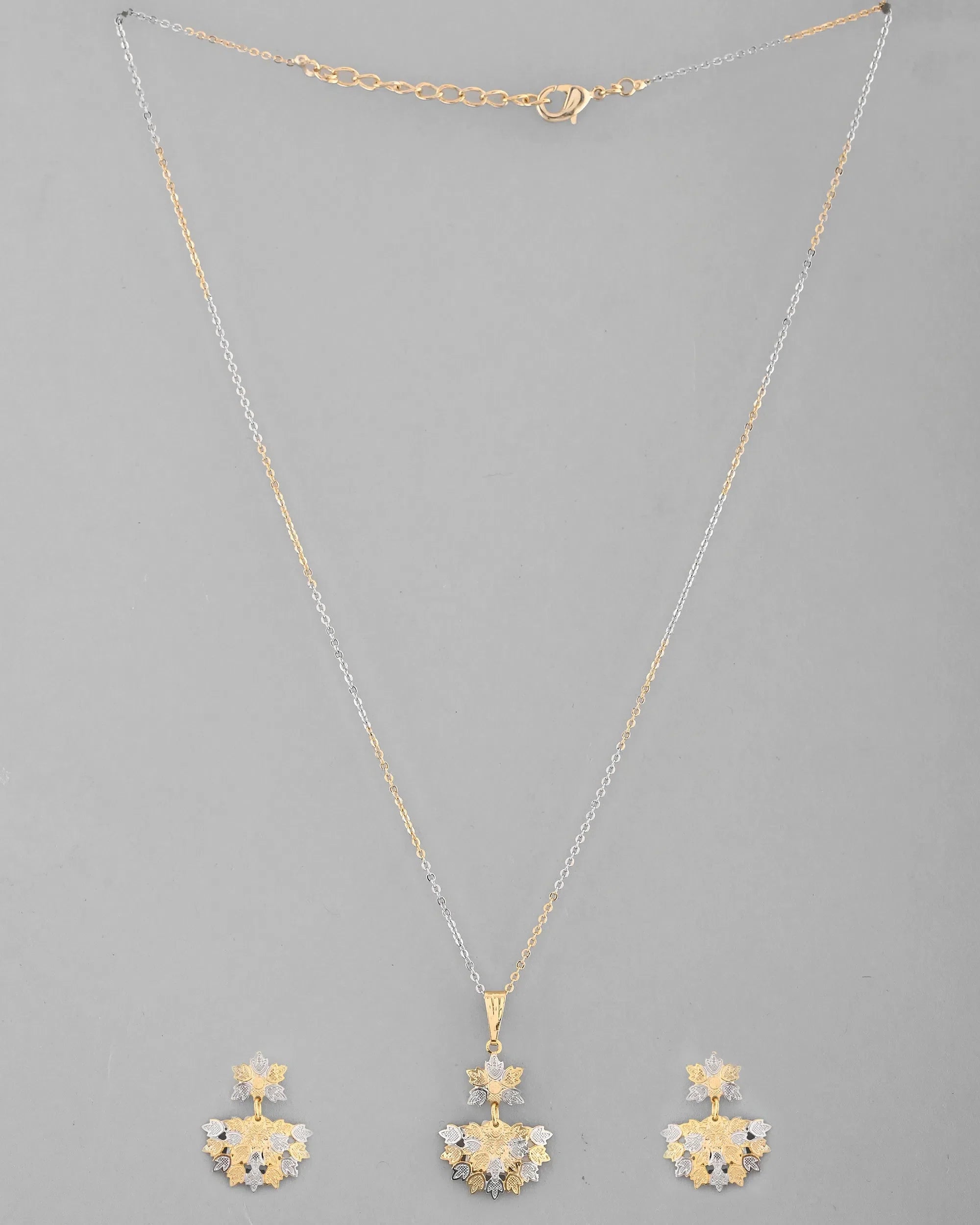 Leaf Pendant Necklace & Earrings Set - Indian Artificial Jewelry