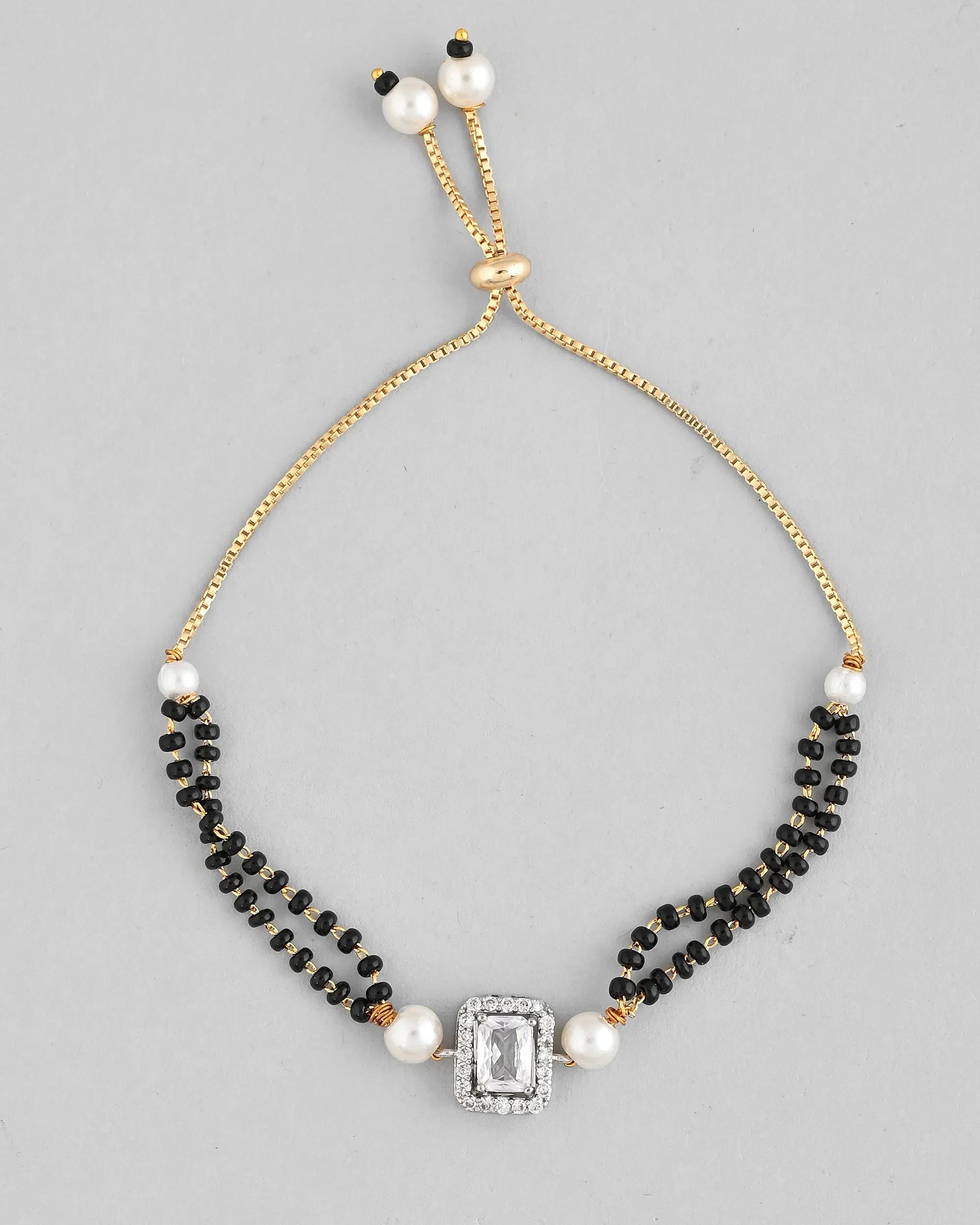 Silver Plated AD Stone Mangalsutra Bracelet - Indian Jewelry