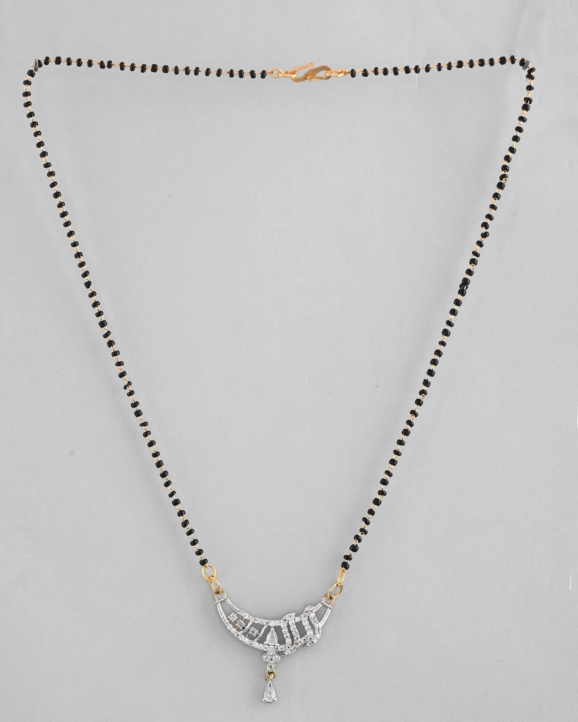 Silver-Plated AD Stone Mangalsutra - Trendy Indian Jewelry