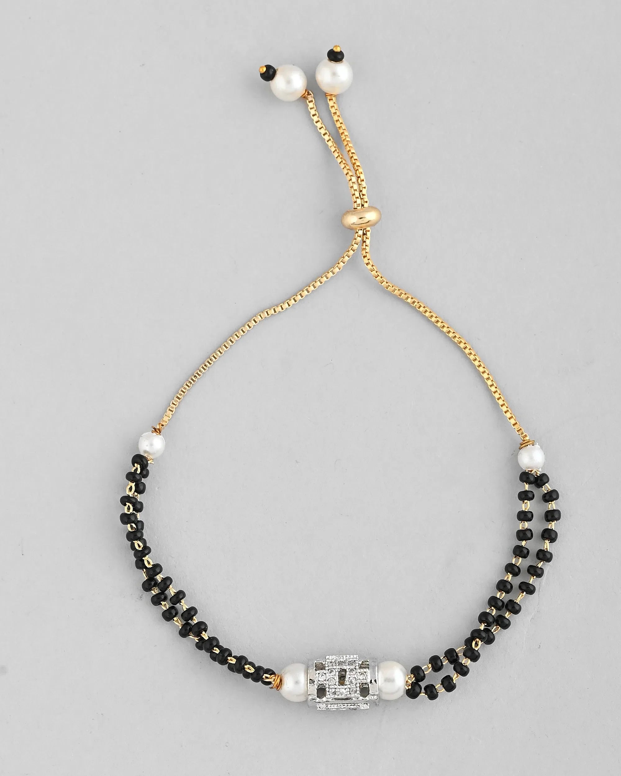 Silver Mangalsutra Bracelet with AD Stone - Indian Jewelry