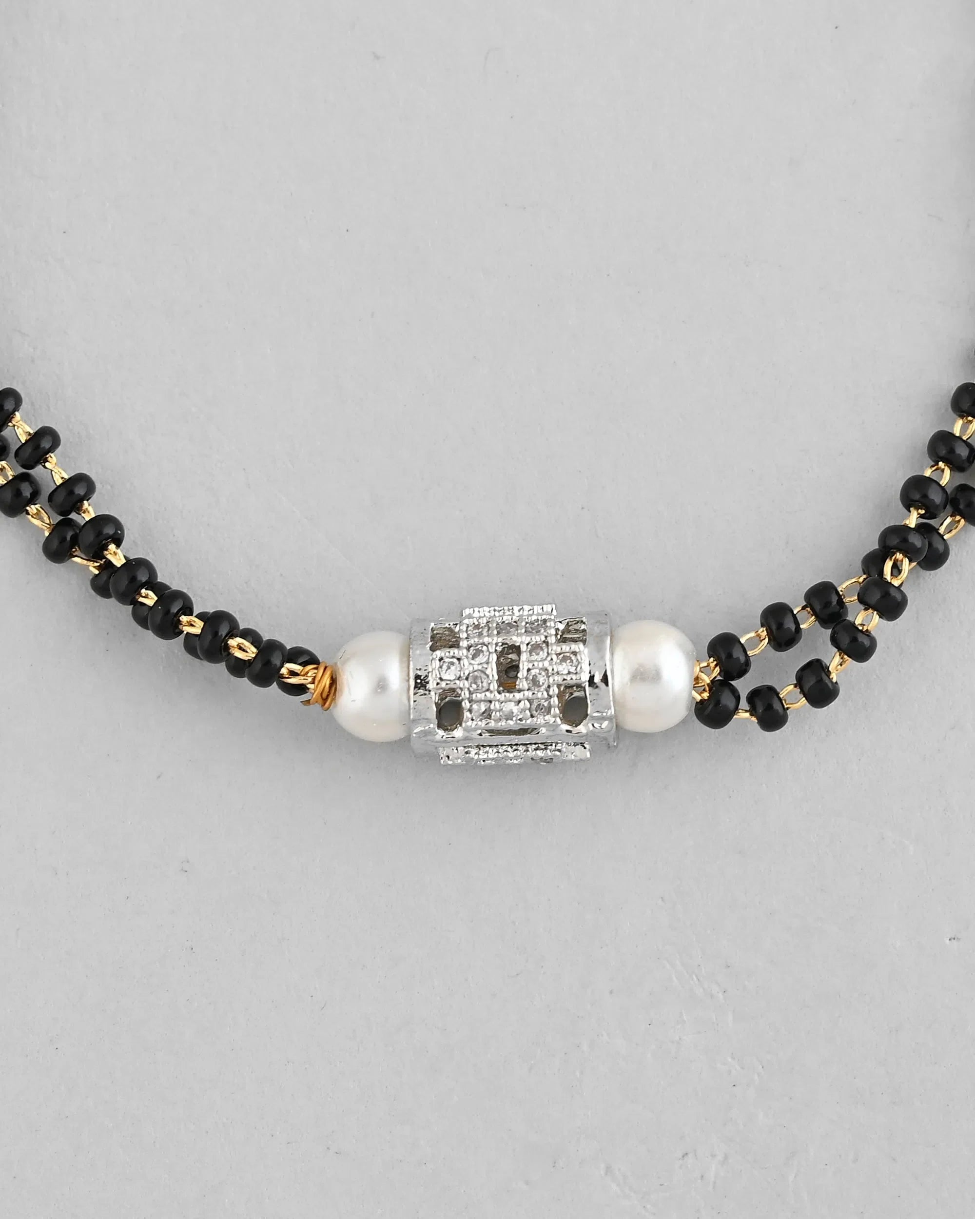 Silver Mangalsutra Bracelet with AD Stone - Indian Jewelry