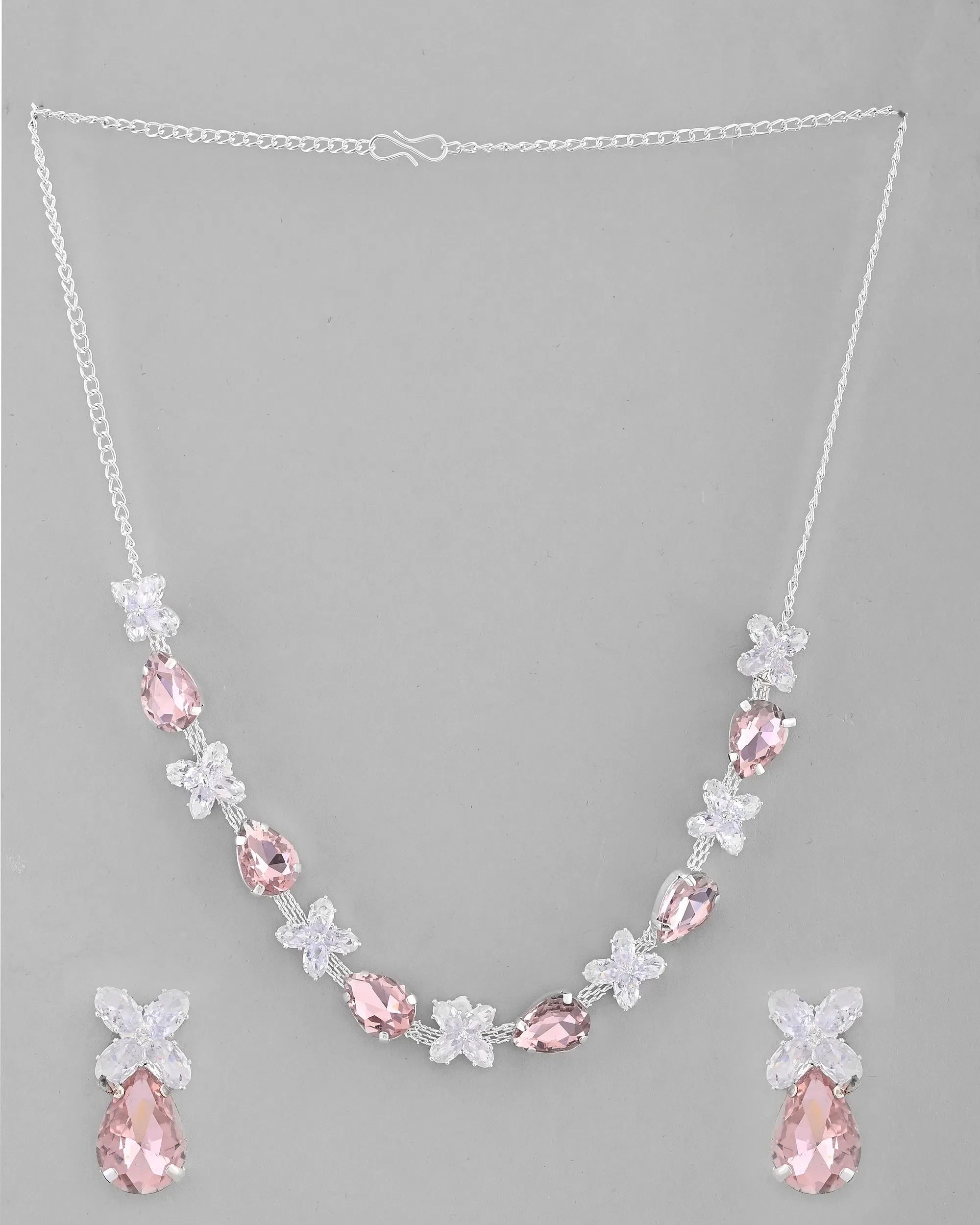 Pink & White Stone Necklace Set | Trendy Artificial Jewelry