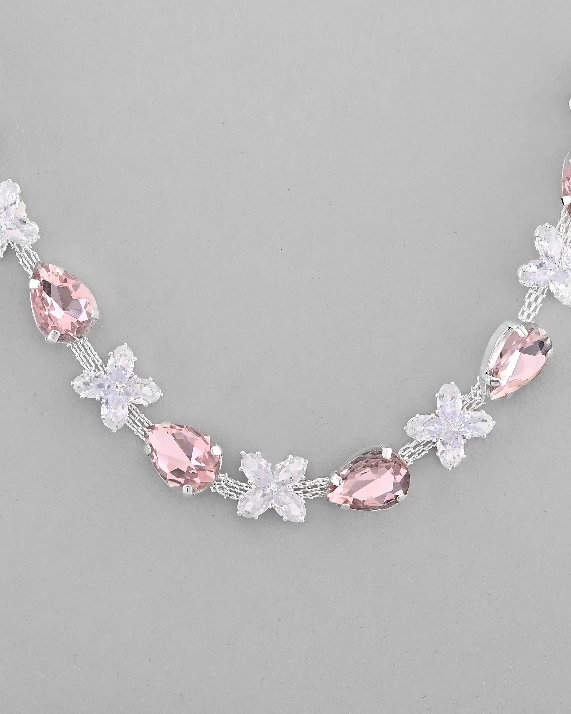 Pink & White Stone Necklace Set | Trendy Artificial Jewelry