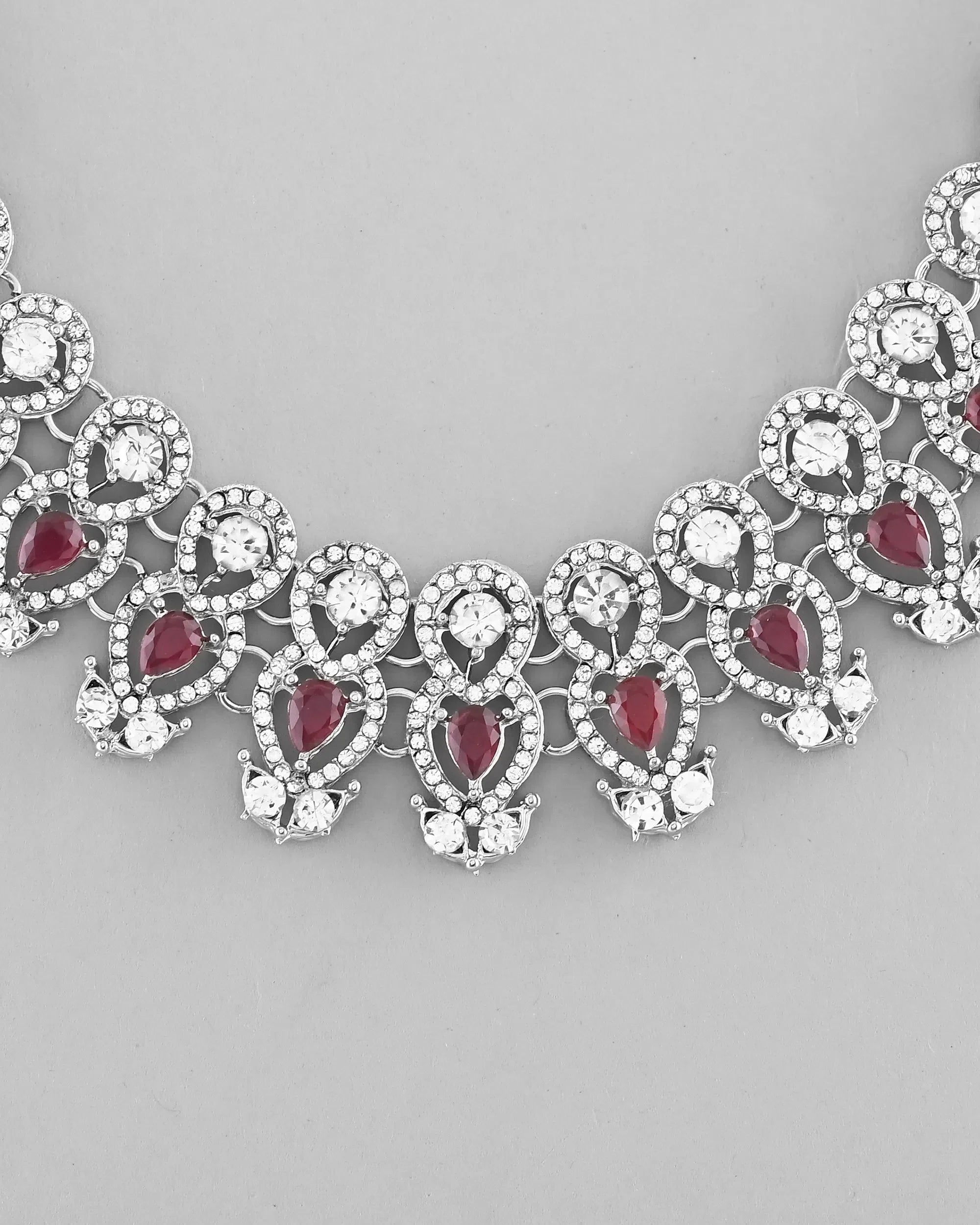 Pink AD Stone Jewellery Set with Mangtikka - Indian Jewelry