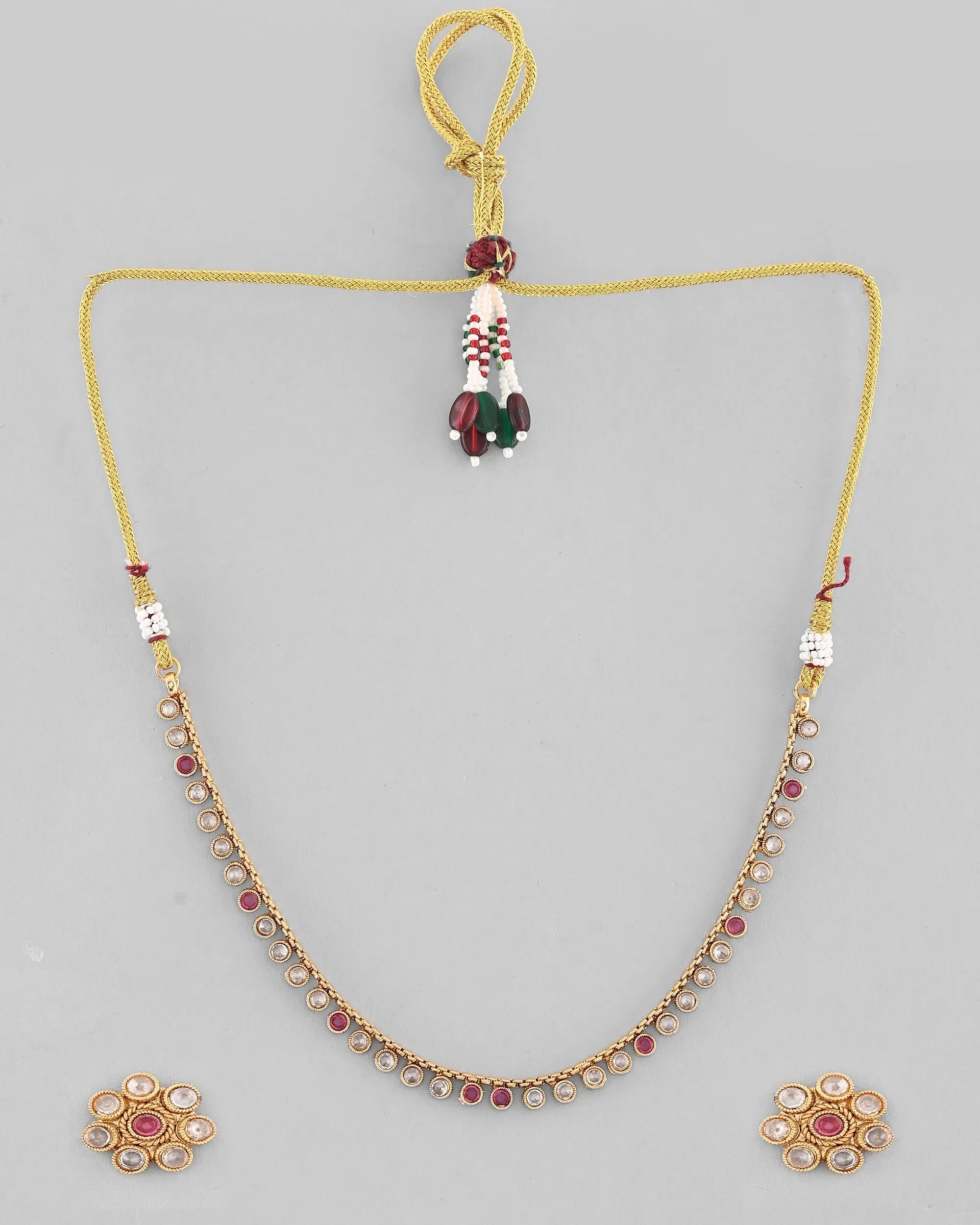 Gold Plated Necklace & Earrings Set | Indian Wedding Jewelry