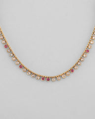 Gold Plated Designer Handcrafted Necklace With Earrings-VOJ327
