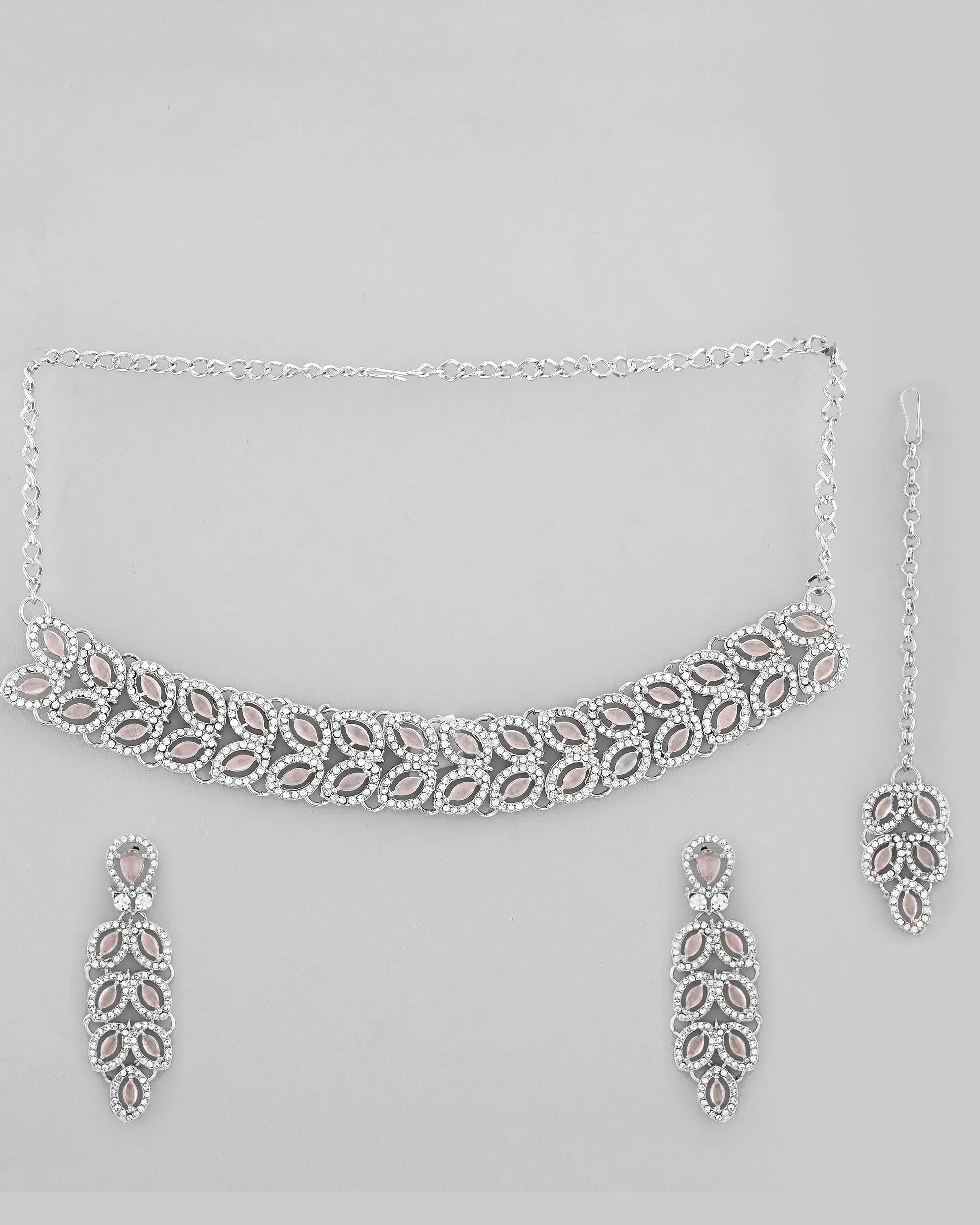 Baby Pink Stone Jewellery Set - Affordable Indian Jewelry
