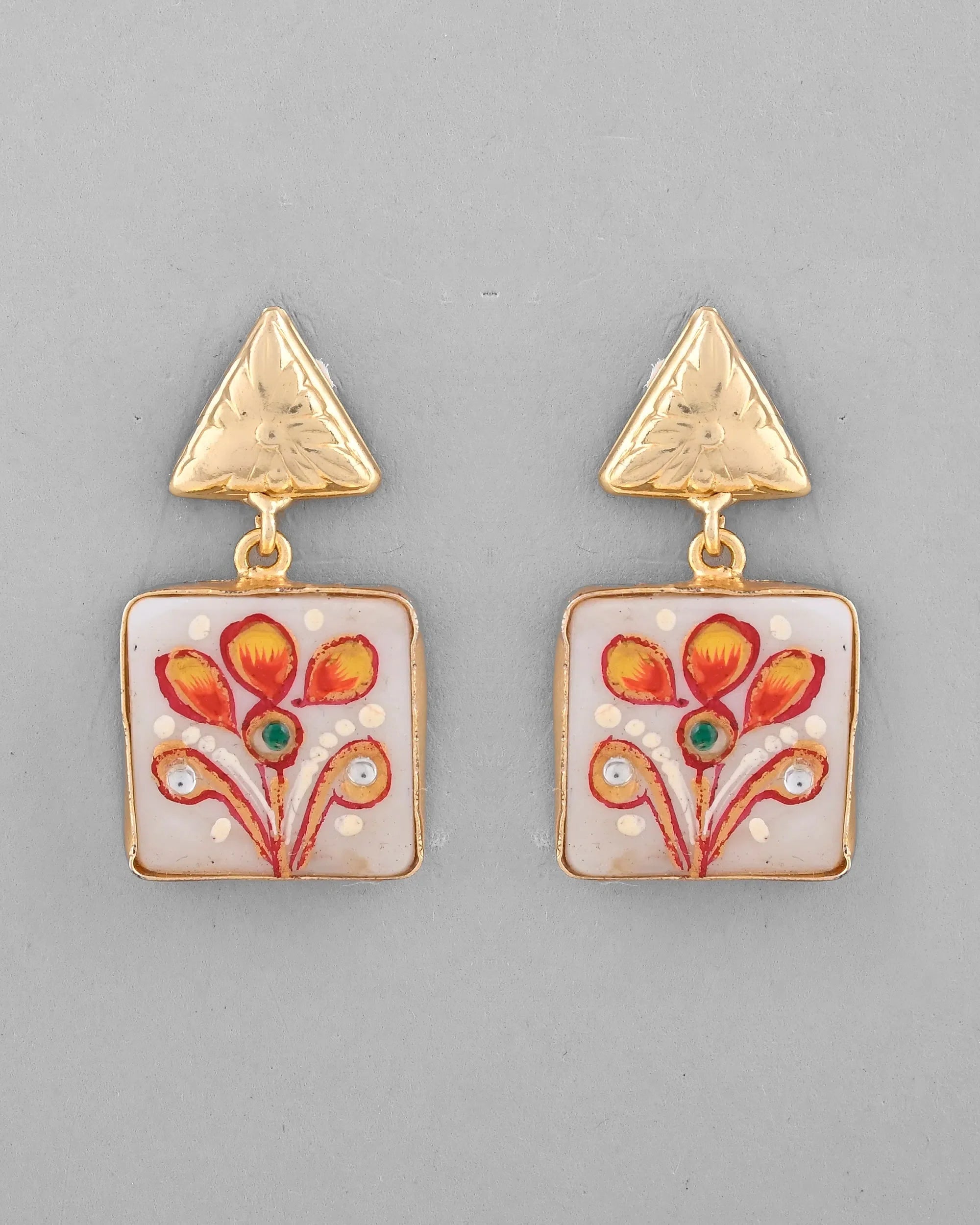 Gold Earrings: Hand-Painted, Trendy Indian Artificial Jewelry