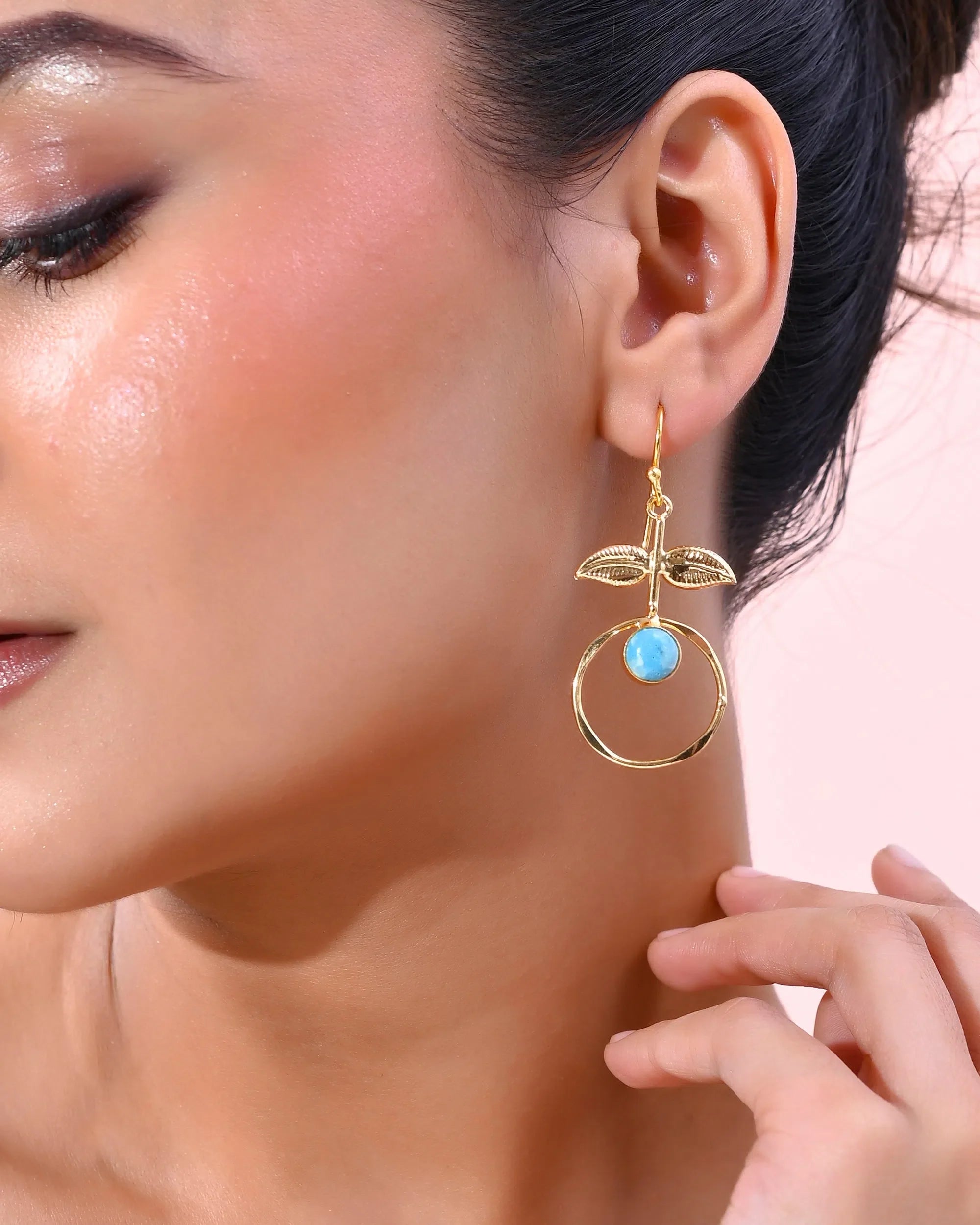 Gold Plated Blue Stone Earrings - Affordable Jewelry from India