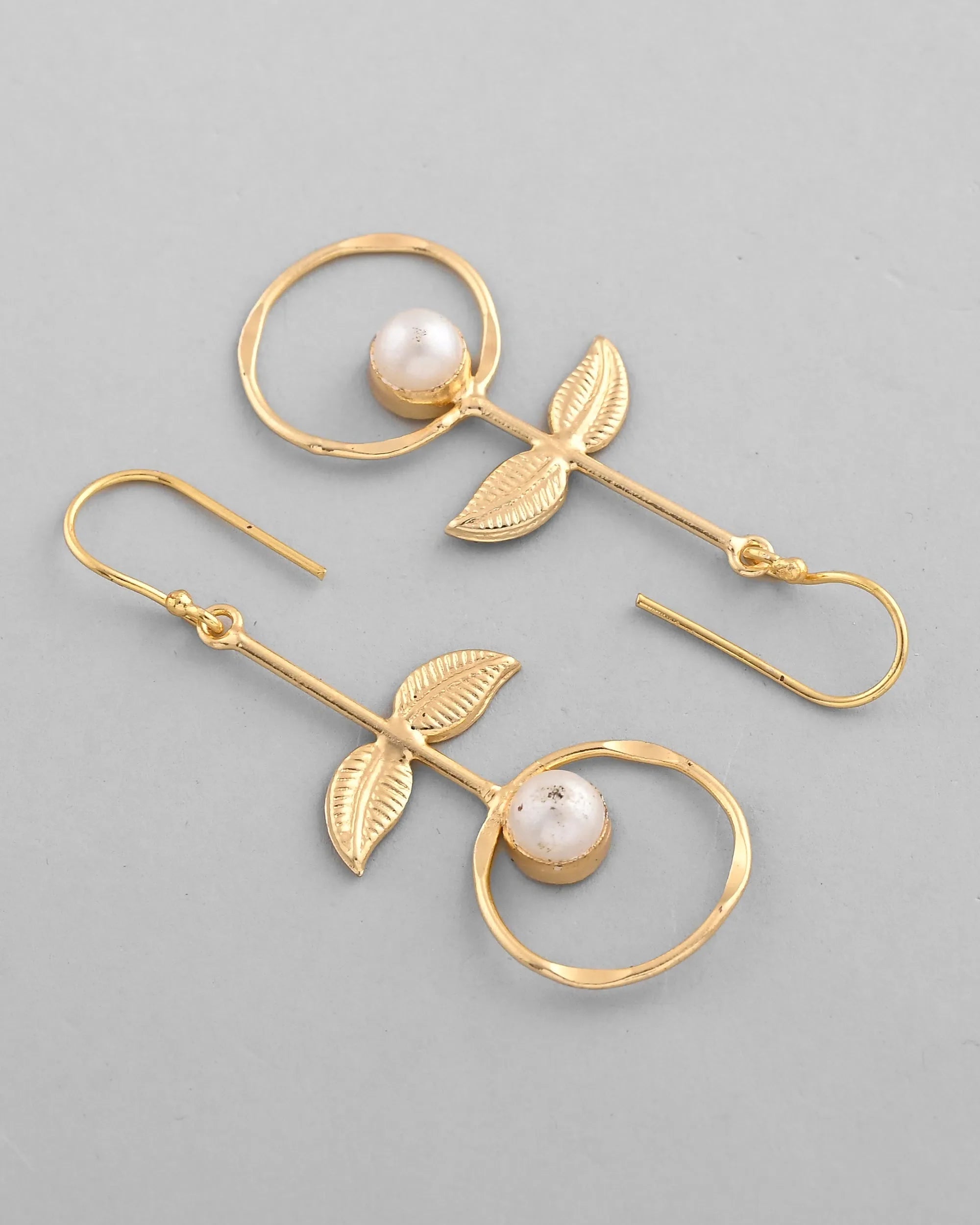 Gold Earrings: White Stone Studded, Circular Drop | Indian Jew...