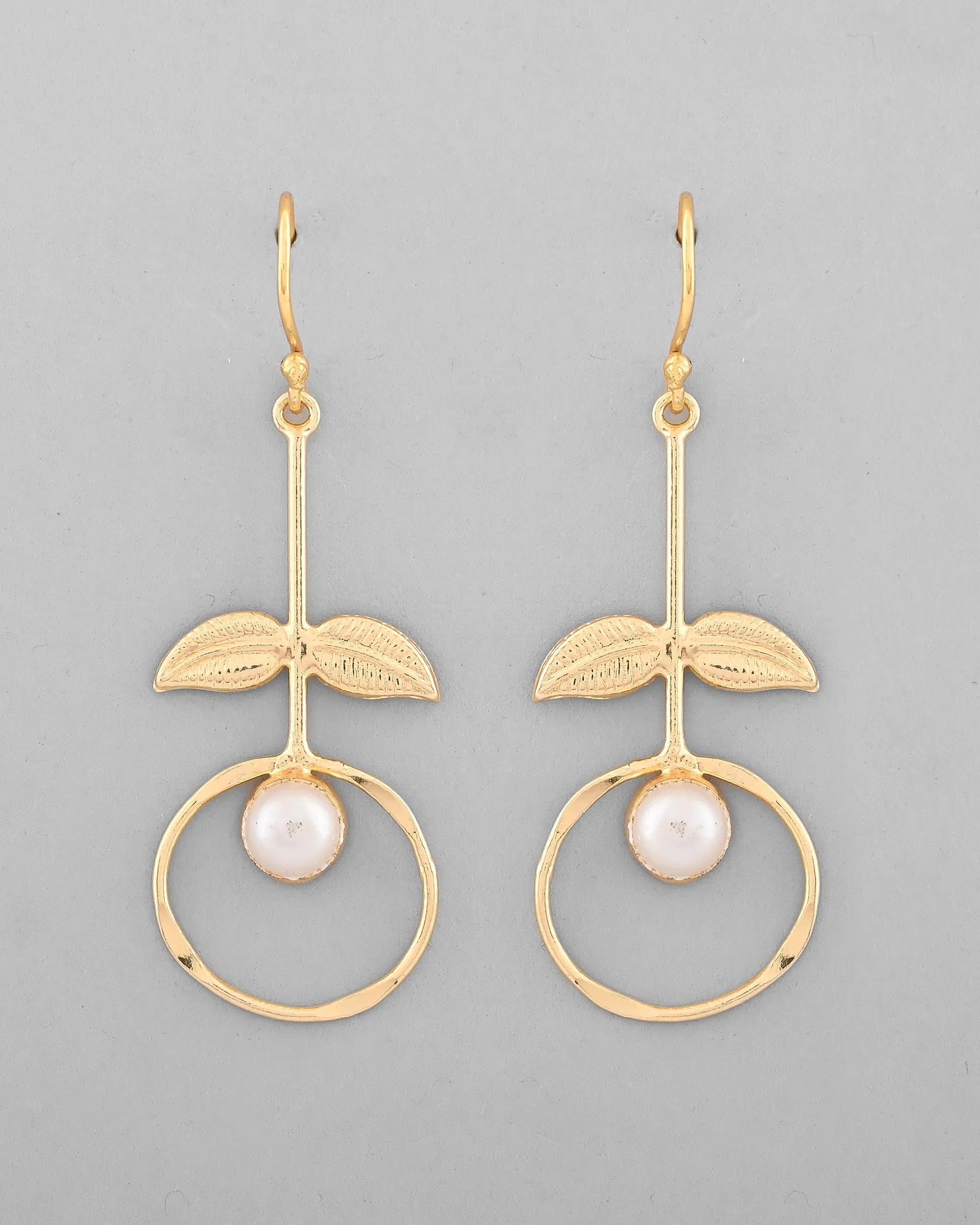 Gold Earrings: White Stone Studded, Circular Drop | Indian Jew...