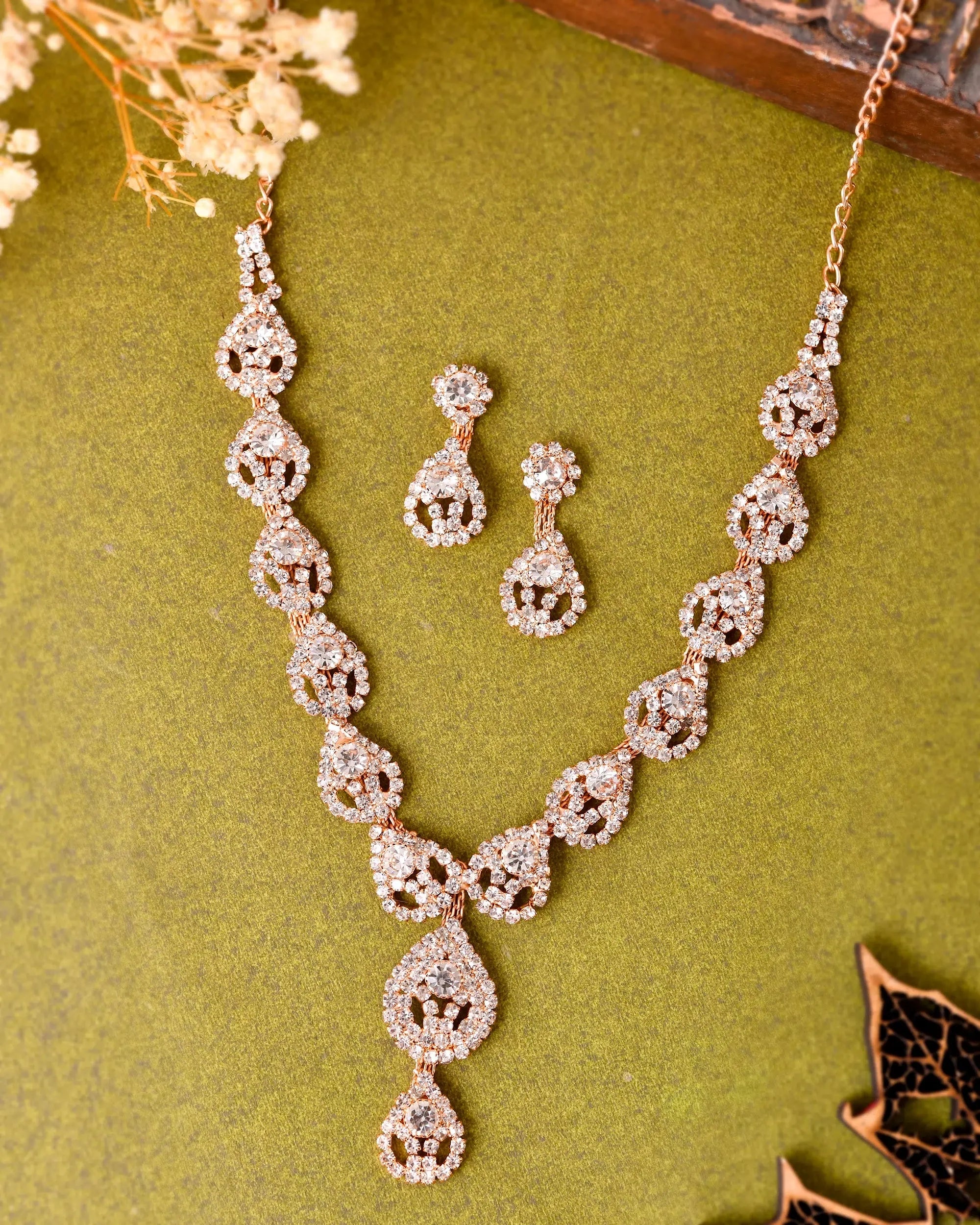 CZ Stone Gold Plated Jewellery Set - Indian Artificial Jewelry
