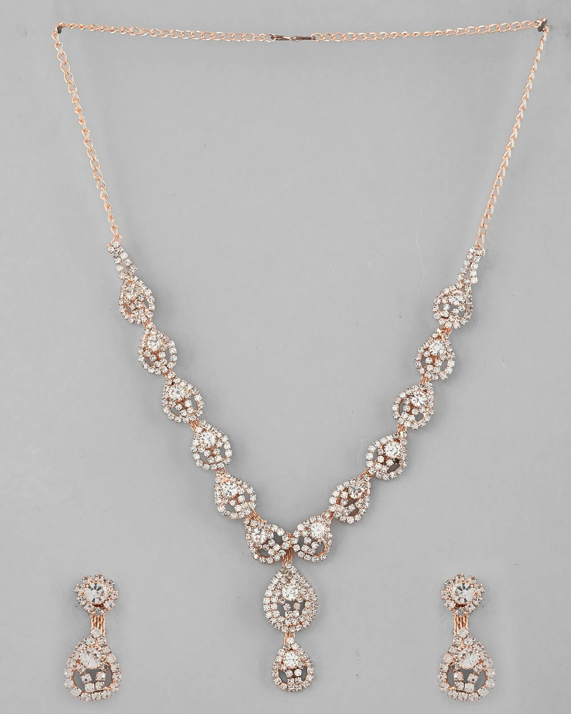 CZ Stone Gold Plated Jewellery Set - Indian Artificial Jewelry