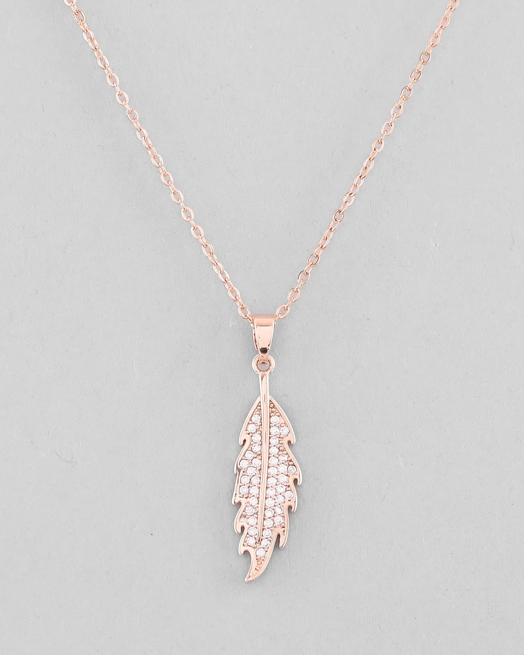 Rose Gold Leaf Pendant Necklace | Indian Artificial Jewelry