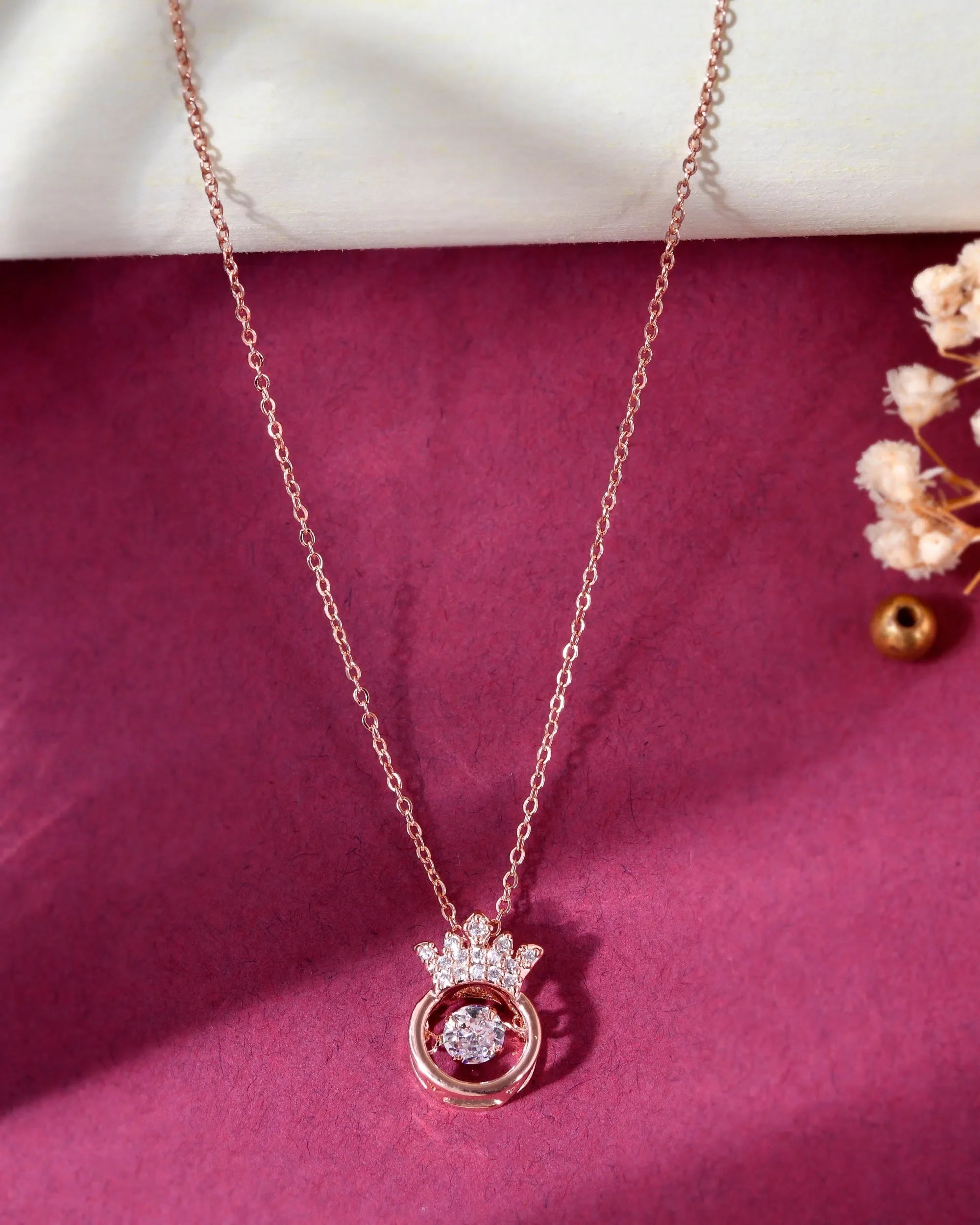 AD Crown Pendant | Necklaces from India - Gold Plated