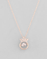 Rose Gold Plated Chain With AD Studded crown Shaped Pendent-VOJ350