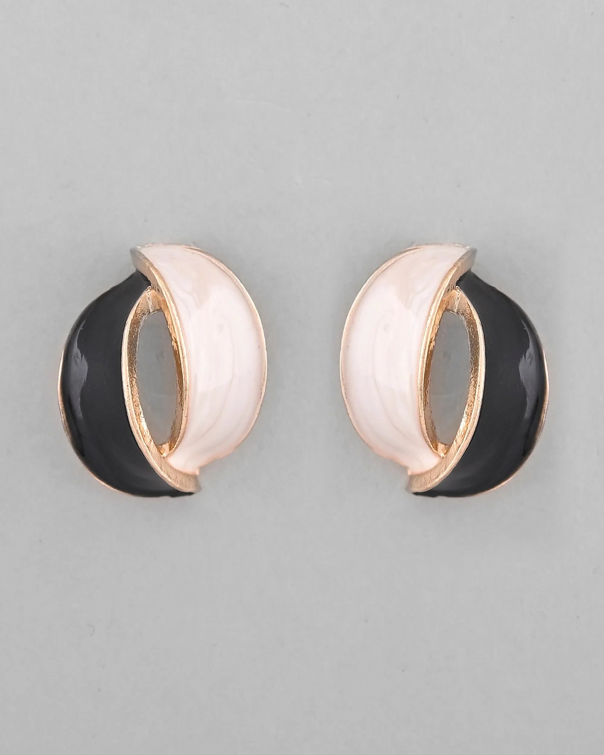 Gold Korean Studs | Black & White Trendy Artificial Jewelry