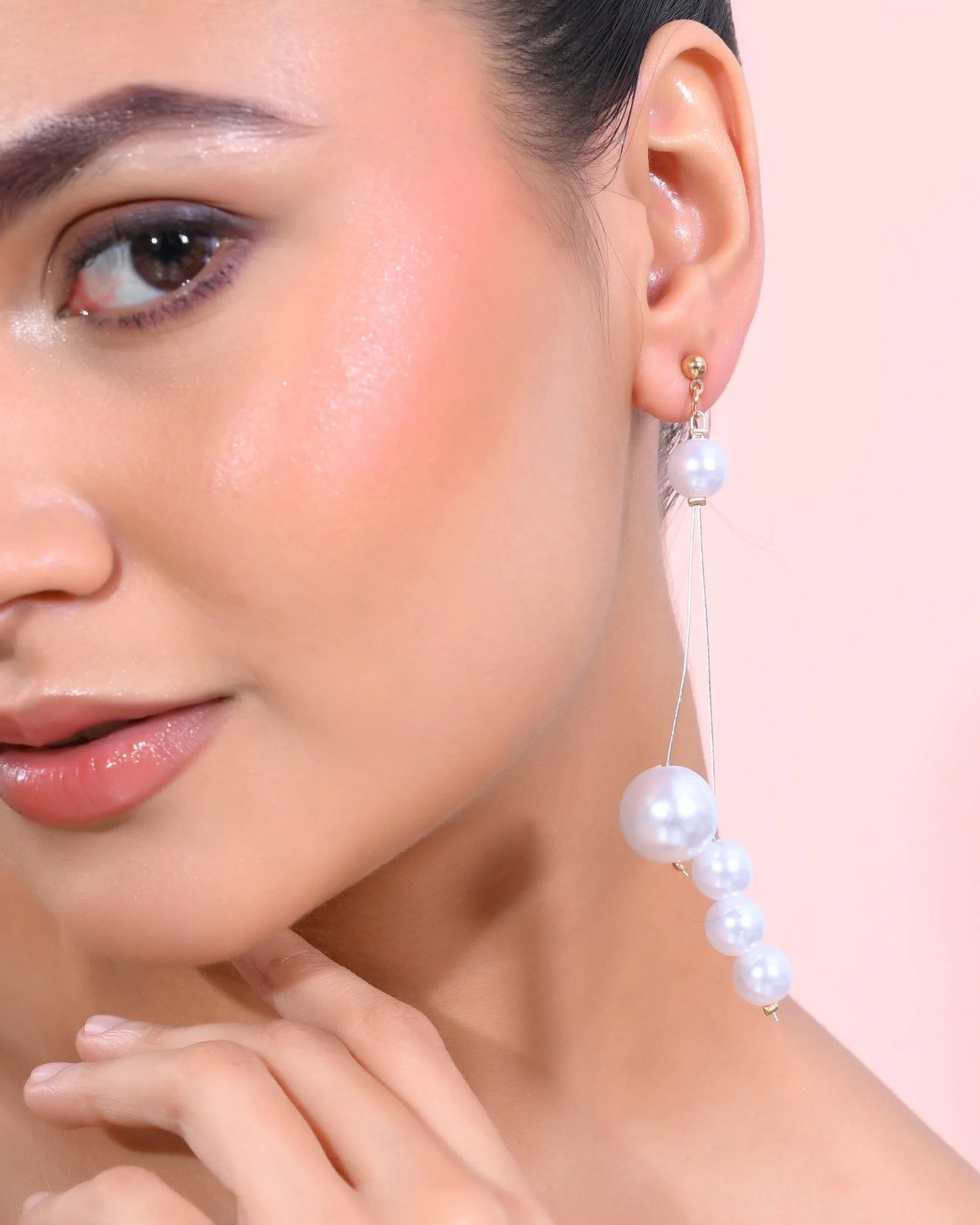 Pearl Studded Drop Earrings - Indian Artificial Jewelry from I...