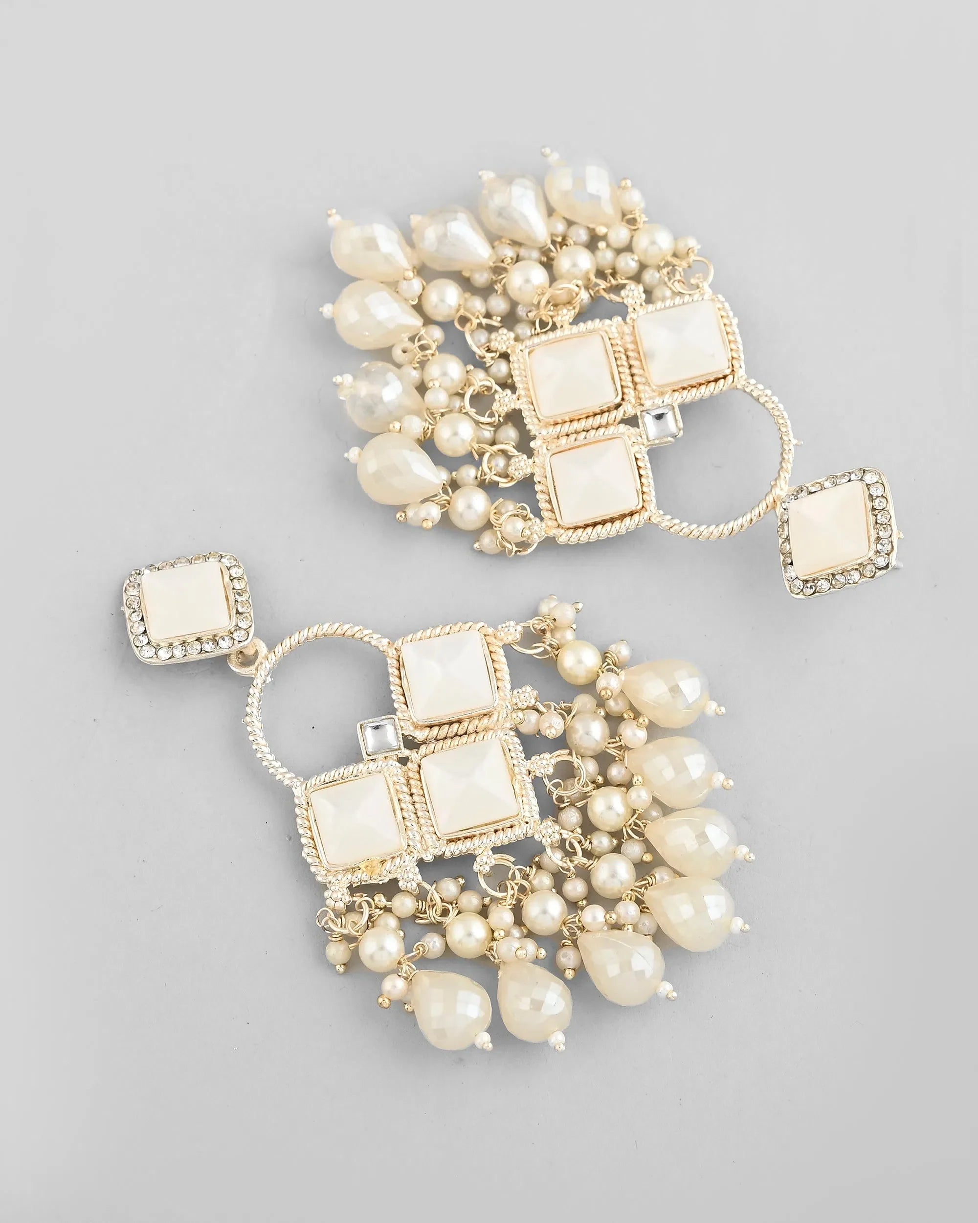 Gold Plated Drop Earrings - Geometrical Trendy Artificial Jewelry