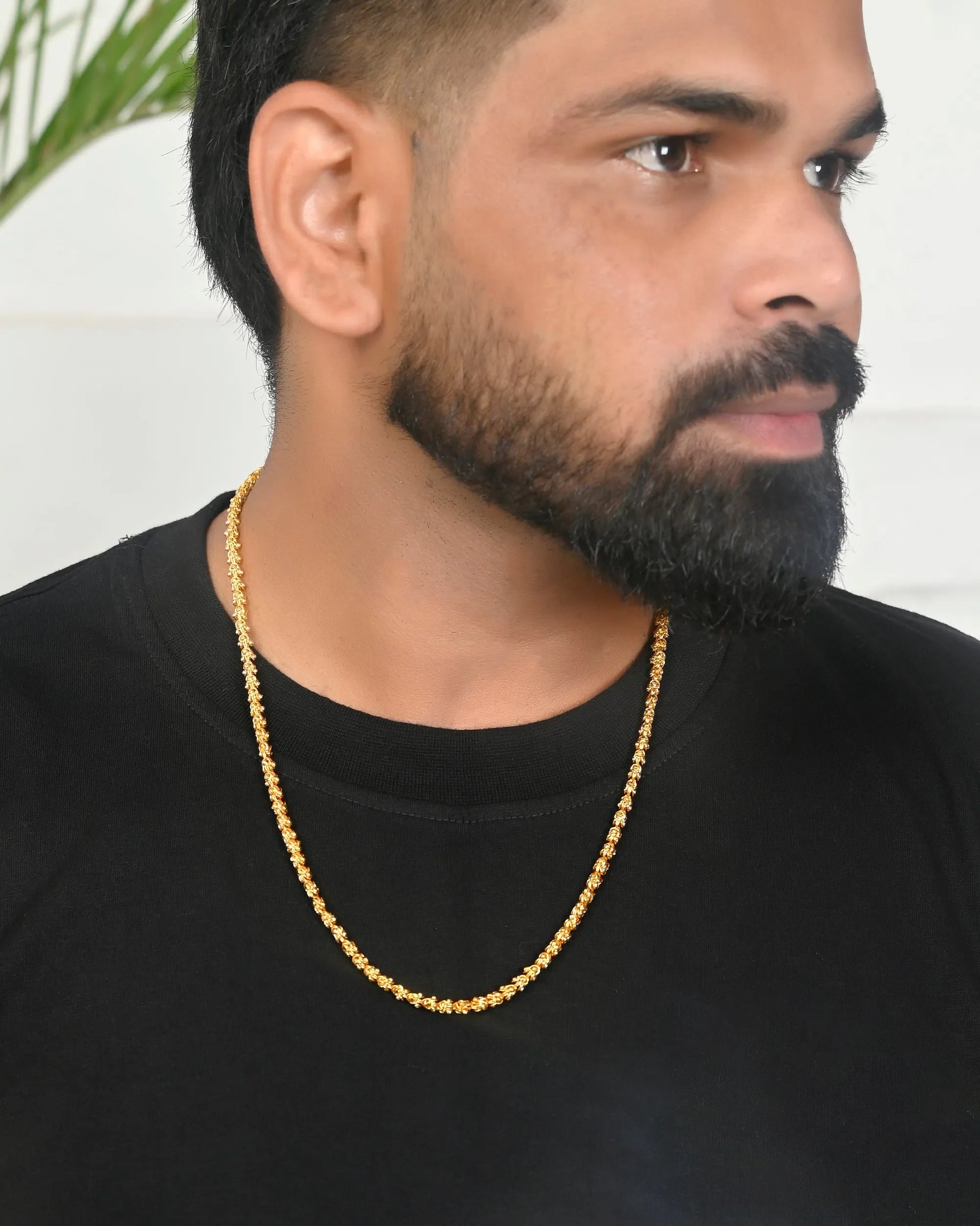 Gold Plated Evil Eye Chain - Trendy Artificial Jewelry for Men