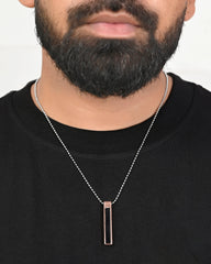 Silver Plated Men Chain With Rectangular Shaped Pendent