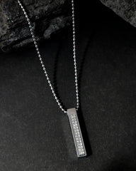 Silver Plated Men Chain With Rectangular Shaped AD Stone Studded Pendent