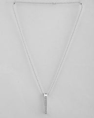 Silver Plated Men Chain With Rectangular Shaped AD Stone Studded Pendent