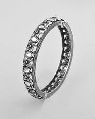 Rhodium Plated White Stone Studded Kada Bracelet