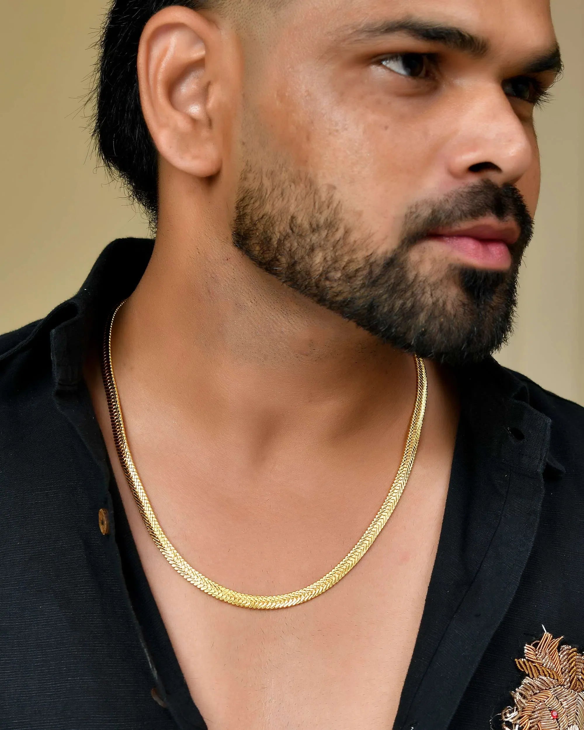 Men's Gold Plated Snake Chain - Unique Design for Men